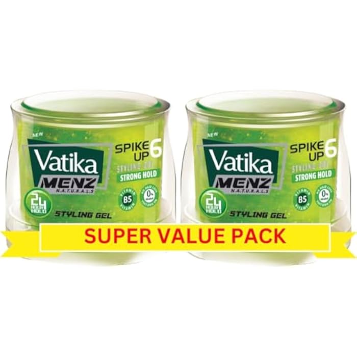 Vatika Menz Spike Up Hair Styling Gel (250mL) | Natural Lemon and Olive Extracts | Unbeatable Strong Hold | Natural Shine Finish for Hair - (2 Pack) - Image 1